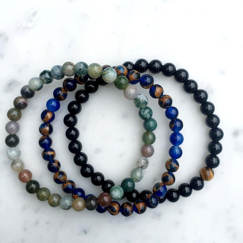 3 Pc set of Natural Stone Men's Gratitude Bracelets