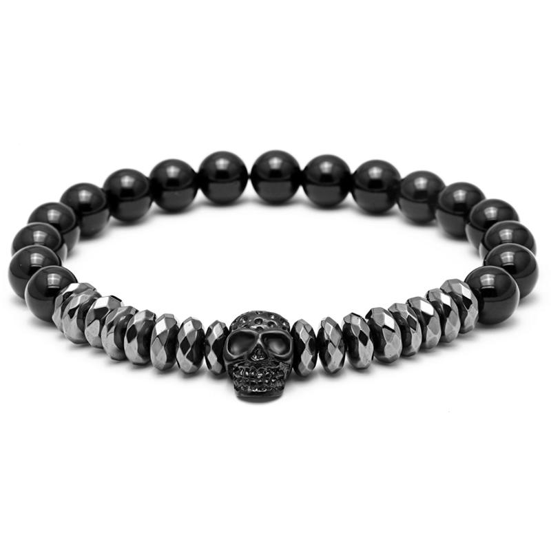 Mens Titanium Steel Crown &  Matte Onyx Bracelet