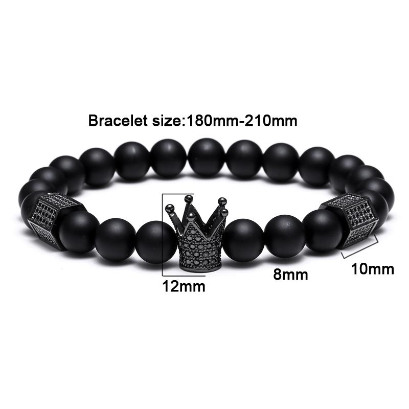 Mens Titanium Steel Crown &  Matte Onyx Bracelet