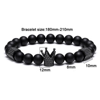 Thumbnail for Mens Titanium Steel Crown &  Matte Onyx Bracelet