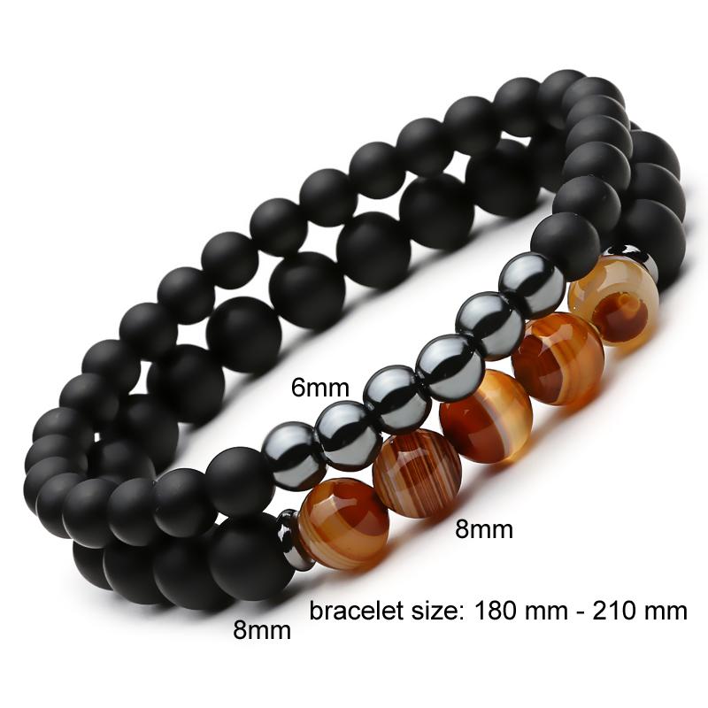 2 Pc/Set of Elegant Men's Natural Stone Energy Bracelets