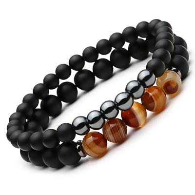 2 Pc/Set of Elegant Men's Natural Stone Energy Bracelets