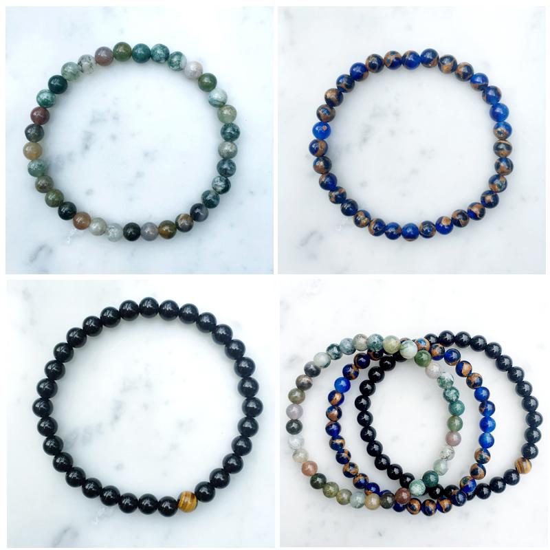 3 Pc set of Natural Stone Men's Gratitude Bracelets