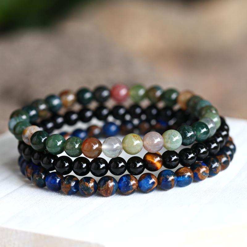 3 Pc set of Natural Stone Men's Gratitude Bracelets