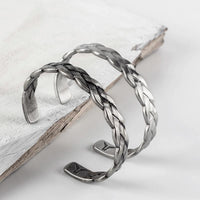 Thumbnail for Twisted Braid Titanium Steel Cuff Bangle- or ROCK the 3pc SET!