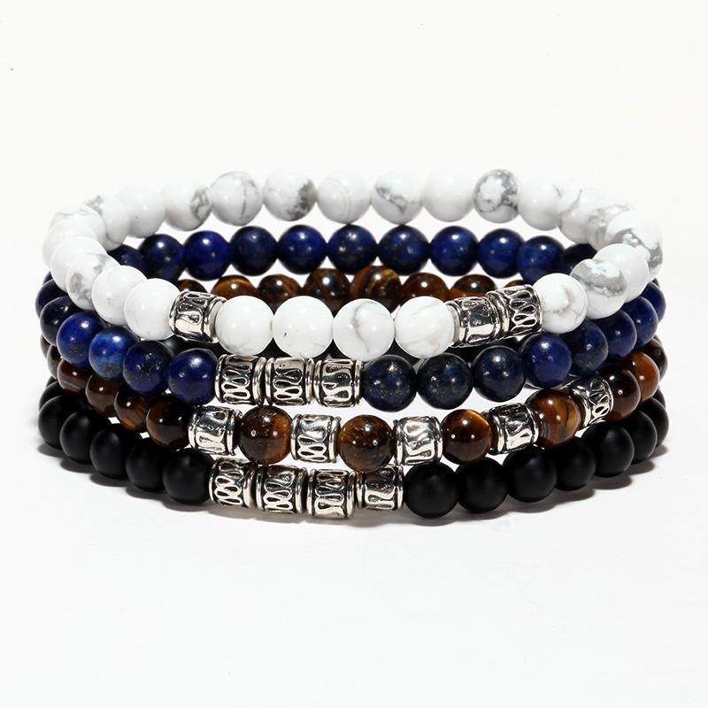 Men's 4pc Natural Stone 'SLOW RELEASE ENERGY' Bracelet Set