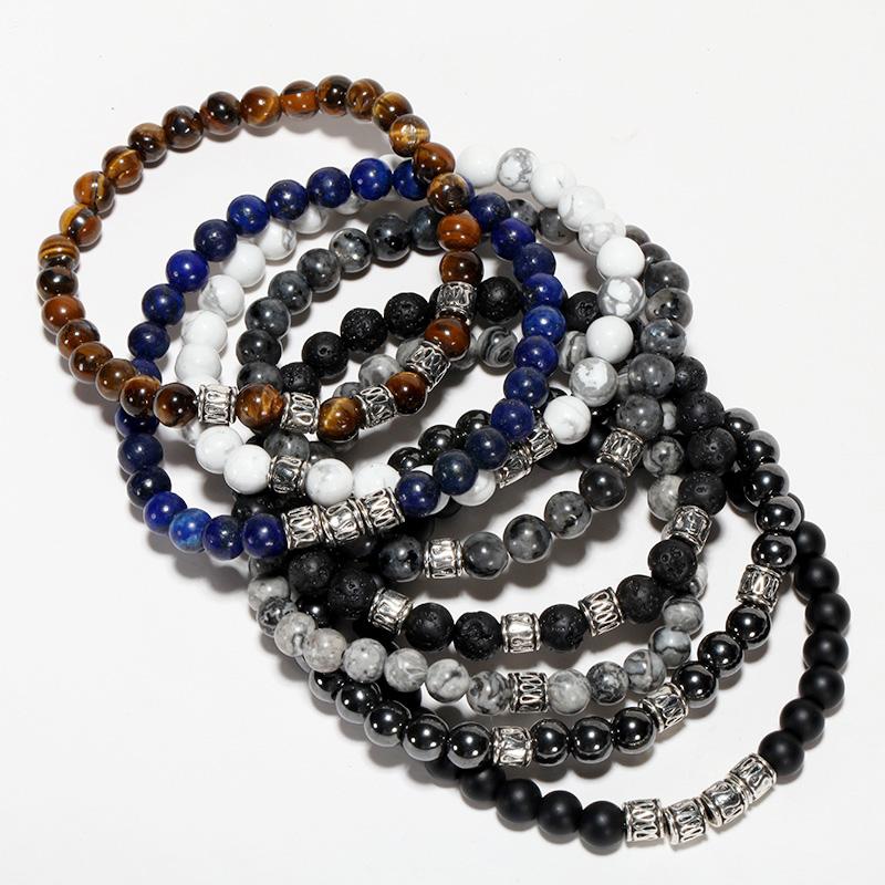 Men's 4pc Natural Stone 'SLOW RELEASE ENERGY' Bracelet Set