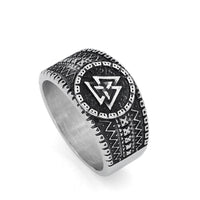 Thumbnail for Mens  Stainless Steel Norse Valknut Rune amulet Ring