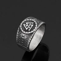 Thumbnail for Mens  Stainless Steel Norse Valknut Rune amulet Ring