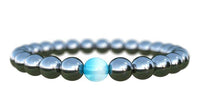 Thumbnail for Black Magnetic Hematite Men's HEALTH & Energy Bracelet with Blue Cat's Eye Stone