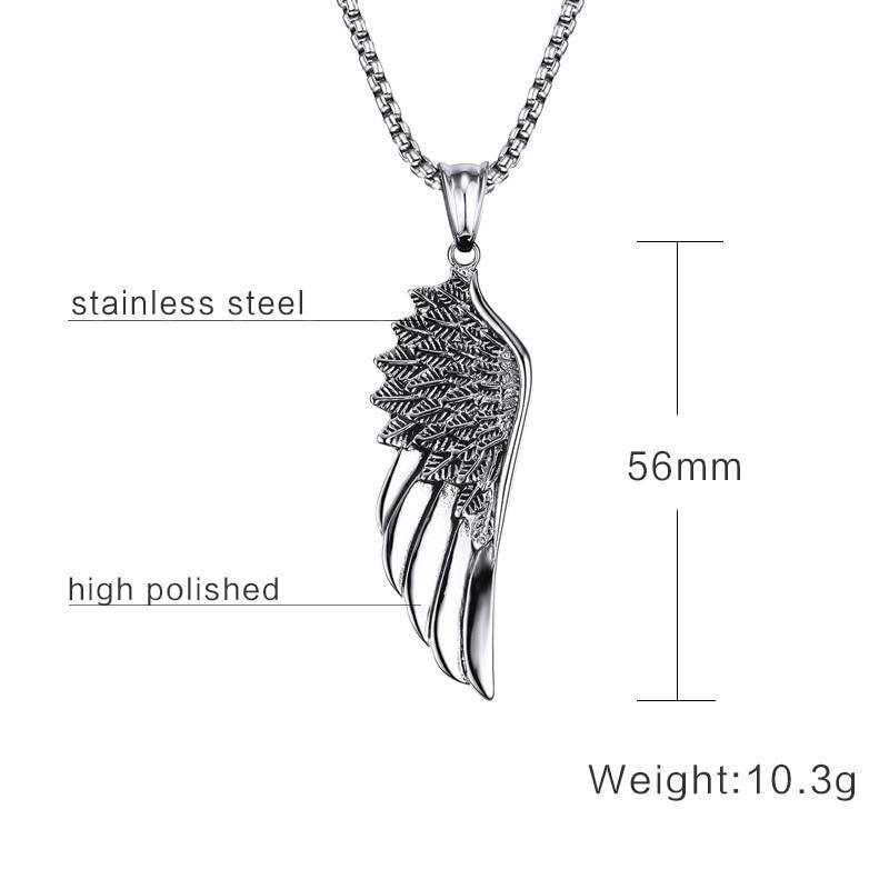 Men 's Titanium  Steel  Angel Wing 'FAITH' Necklace