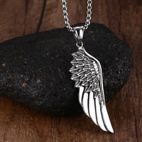 Thumbnail for Men 's Titanium  Steel  Angel Wing 'FAITH' Necklace