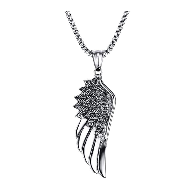 Men 's Titanium  Steel  Angel Wing 'FAITH' Necklace