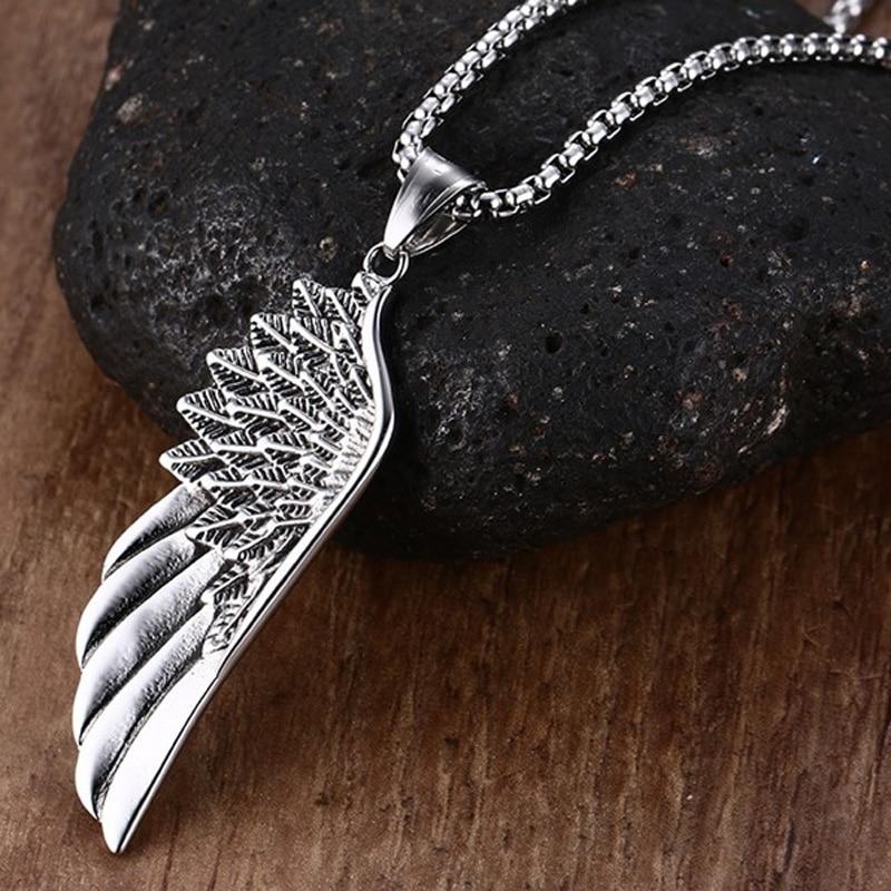 Men 's Titanium  Steel  Angel Wing 'FAITH' Necklace