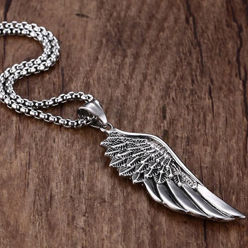 Men 's Titanium  Steel  Angel Wing 'FAITH' Necklace