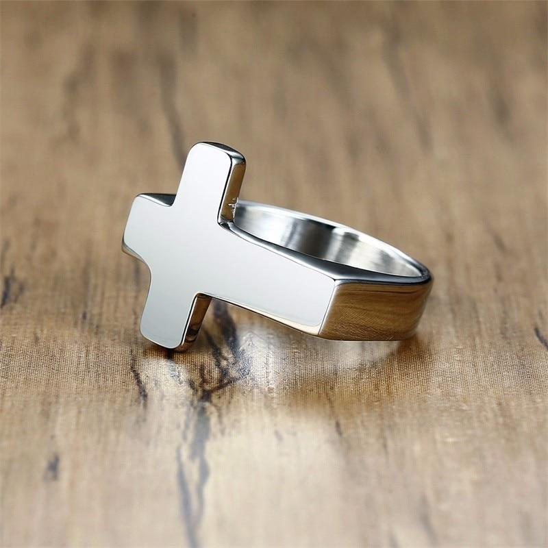 Men's Stainless Steel Cross Ring