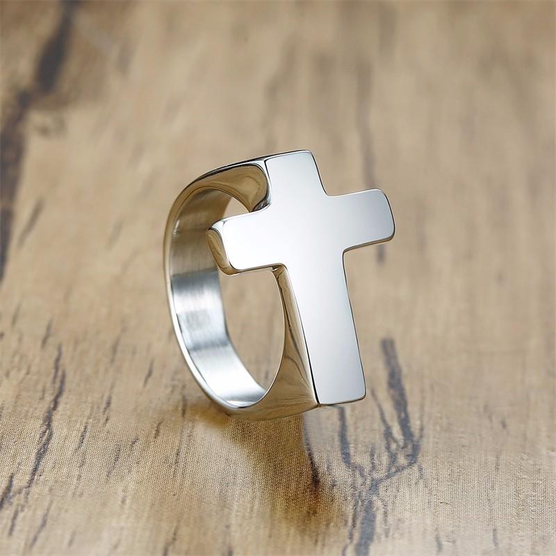 Men's Stainless Steel Cross Ring