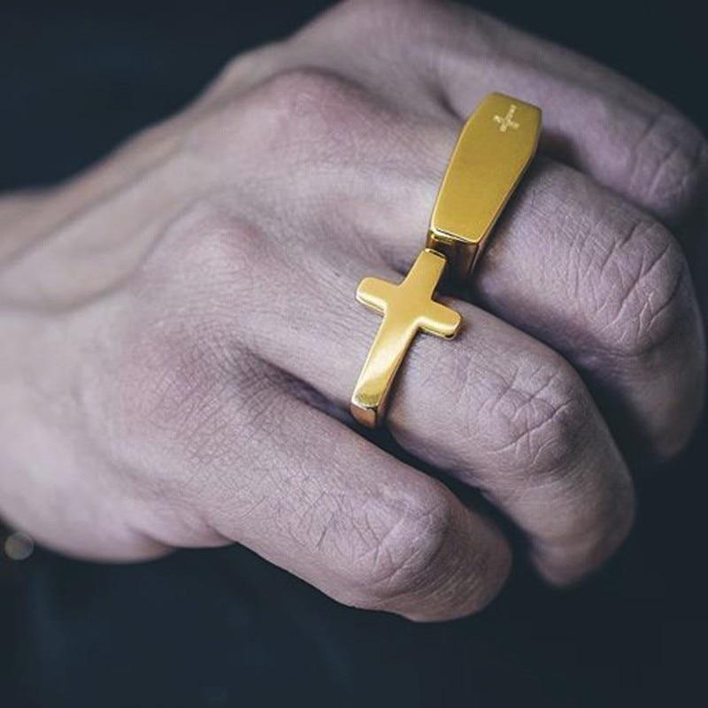 Men's Stainless Steel Cross Ring