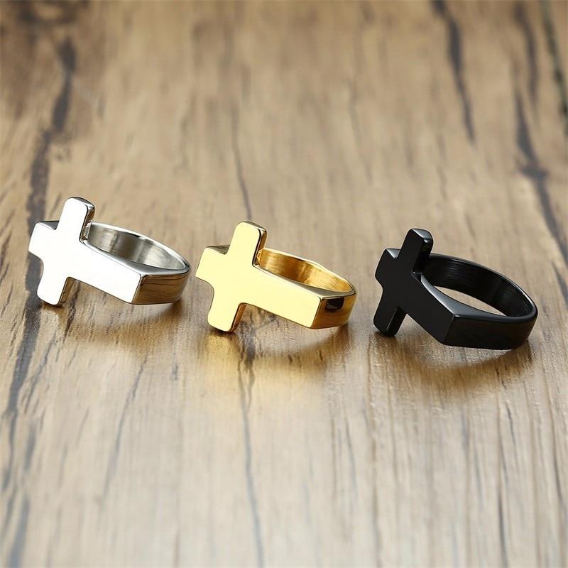 Men's Stainless Steel Cross Ring