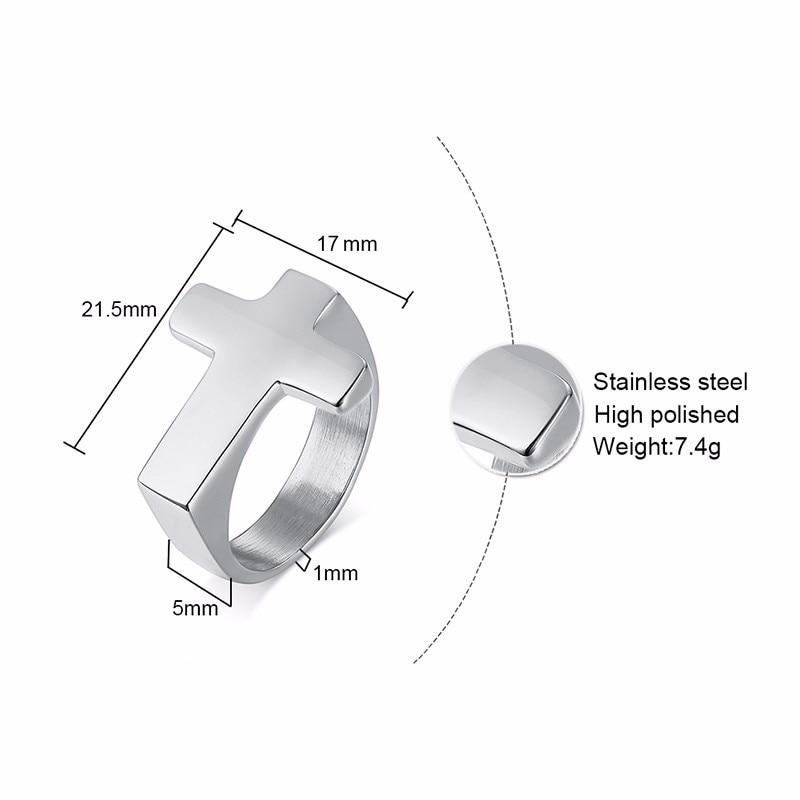 Men's Stainless Steel Cross Ring