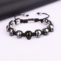 Thumbnail for Men's Titanium Steel 'NO SKULLDUGGERY' Braided Wrap Bead Bracelet-4 Colors