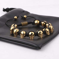 Thumbnail for Men's Titanium Steel 'NO SKULLDUGGERY' Braided Wrap Bead Bracelet-4 Colors