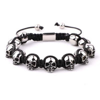 Thumbnail for Men's Titanium Steel 'NO SKULLDUGGERY' Braided Wrap Bead Bracelet-4 Colors