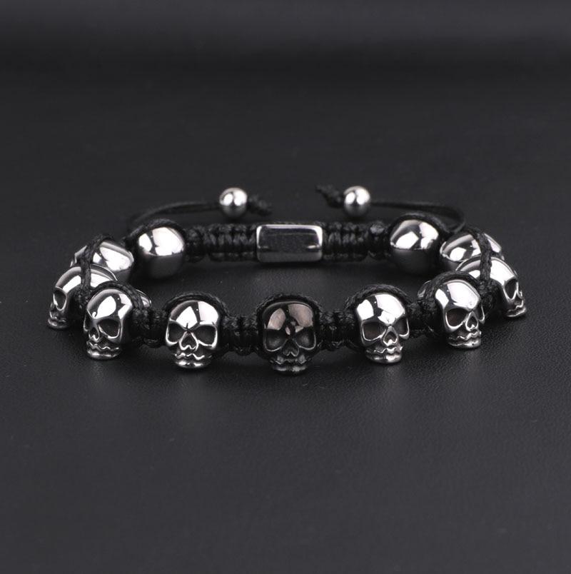 Men's Titanium Steel 'NO SKULLDUGGERY' Braided Wrap Bead Bracelet-4 Colors