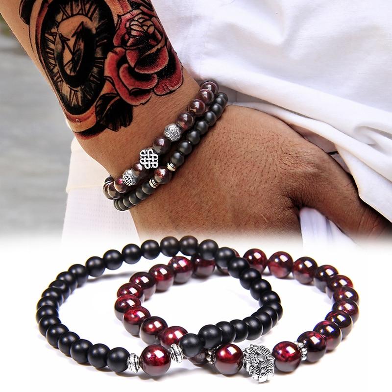 Premium Grade AAA Garnet /Hematite/Onyx Set of 2 SINCERITY Bracelets