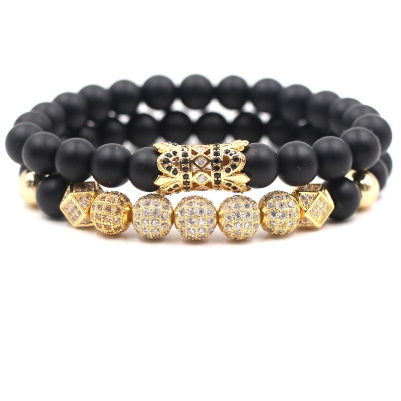 Men's Matte Onyx & Zirconia Accent PERSEVERANCE Bracelet Set