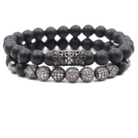 Thumbnail for Men's Matte Onyx & Zirconia Accent PERSEVERANCE Bracelet Set