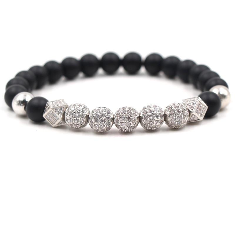 Men's Matte Onyx & Zirconia Accent PERSEVERANCE Bracelet Set