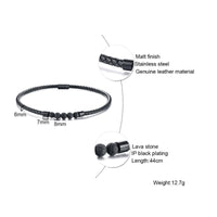 Thumbnail for Men's  Braided Leather & LAVA Stone DIFFUSER Choker Necklace