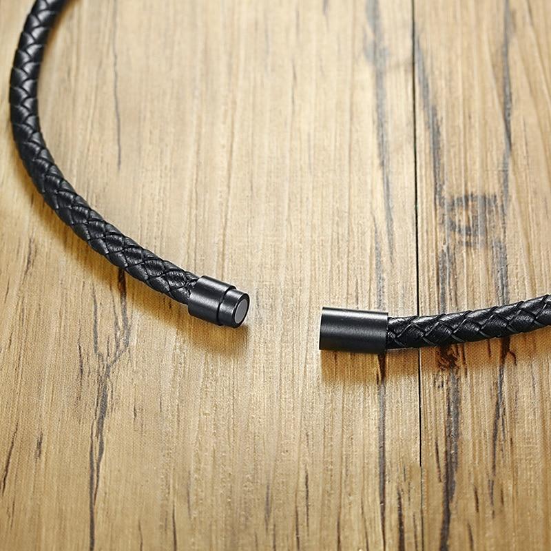 Men's  Braided Leather & LAVA Stone DIFFUSER Choker Necklace