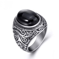 Thumbnail for Unisex Natural Moonstone,Onyx, & Other Stones Titanium Steel Signet  Ring