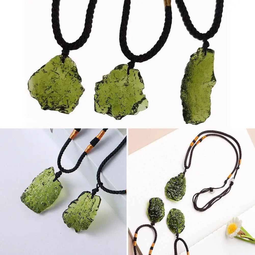 Authentic Moldavite Pendant – Natural Meteorite Stone Necklace