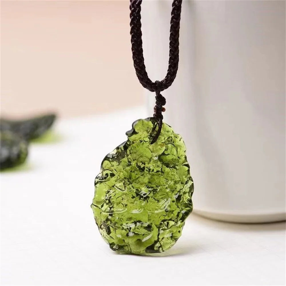 Authentic Moldavite Pendant – Natural Meteorite Stone Necklace