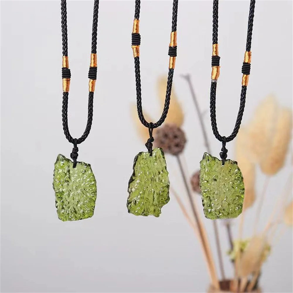 Authentic Moldavite Pendant – Natural Meteorite Stone Necklace