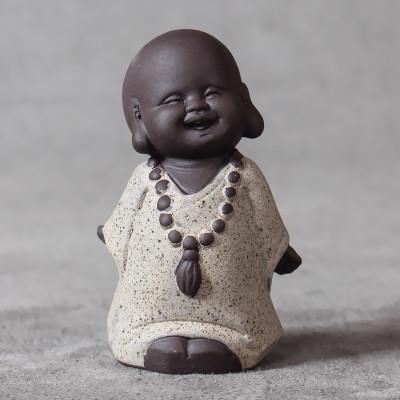 Cute Mini Monk with Beads Tea Pet Figurine