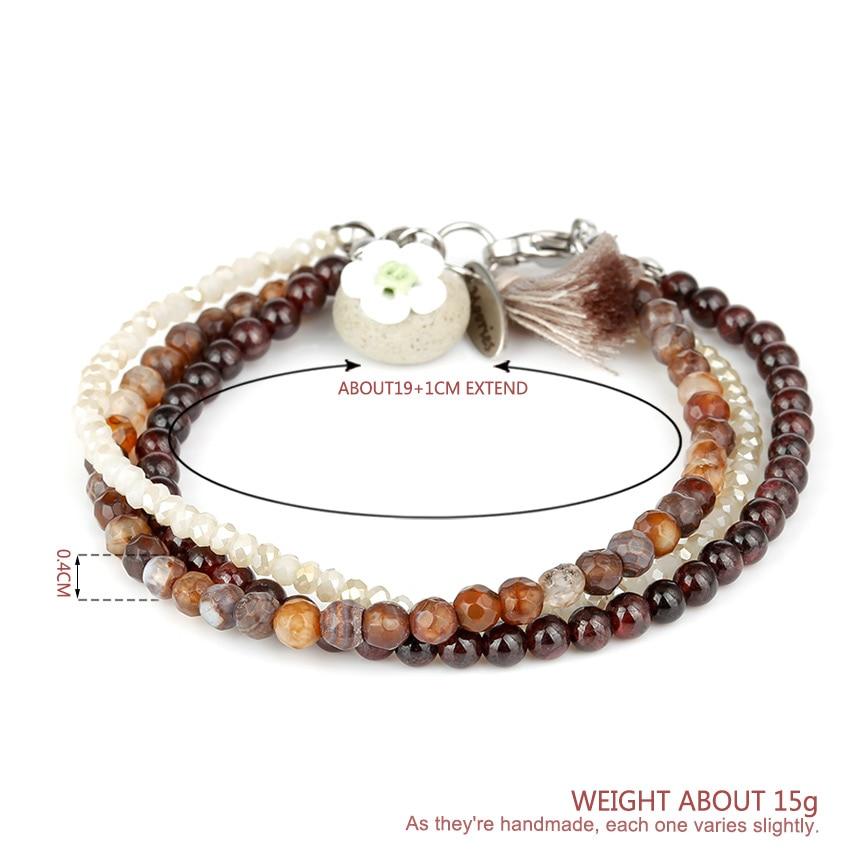 Genuine Garnet, Quartz & Agate HEALTH & HAPPINESS -3 Strand Stone Blend Bracelet