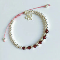 Thumbnail for Lucky Clover Red Rope & Silver Bracelet with Red Agate