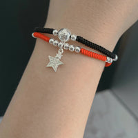 Thumbnail for Star & Moon 'LUNAR LOVERS' Red Rope & Sterling Silver Bracelet