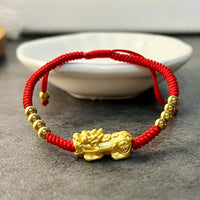 Thumbnail for Red Rope & Silver Lucky Wealth Pixiu Bracelet