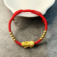 Thumbnail for Red Rope & Silver Lucky Wealth Pixiu Bracelet