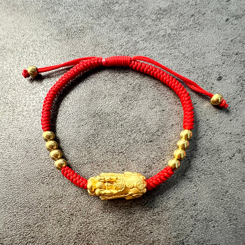 Red Rope & Silver Lucky Wealth Pixiu Bracelet