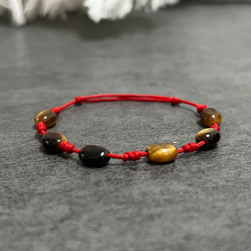 Red Rope & Tiger Eye Stone 'PERSEVERANCE' Bracelet