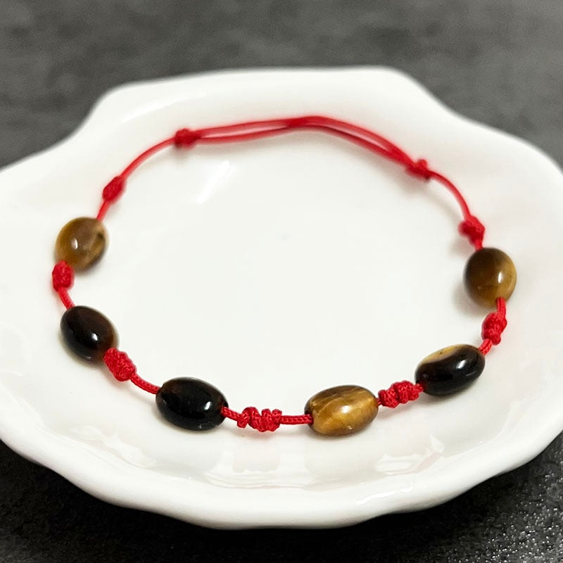 Red Rope & Tiger Eye Stone 'PERSEVERANCE' Bracelet