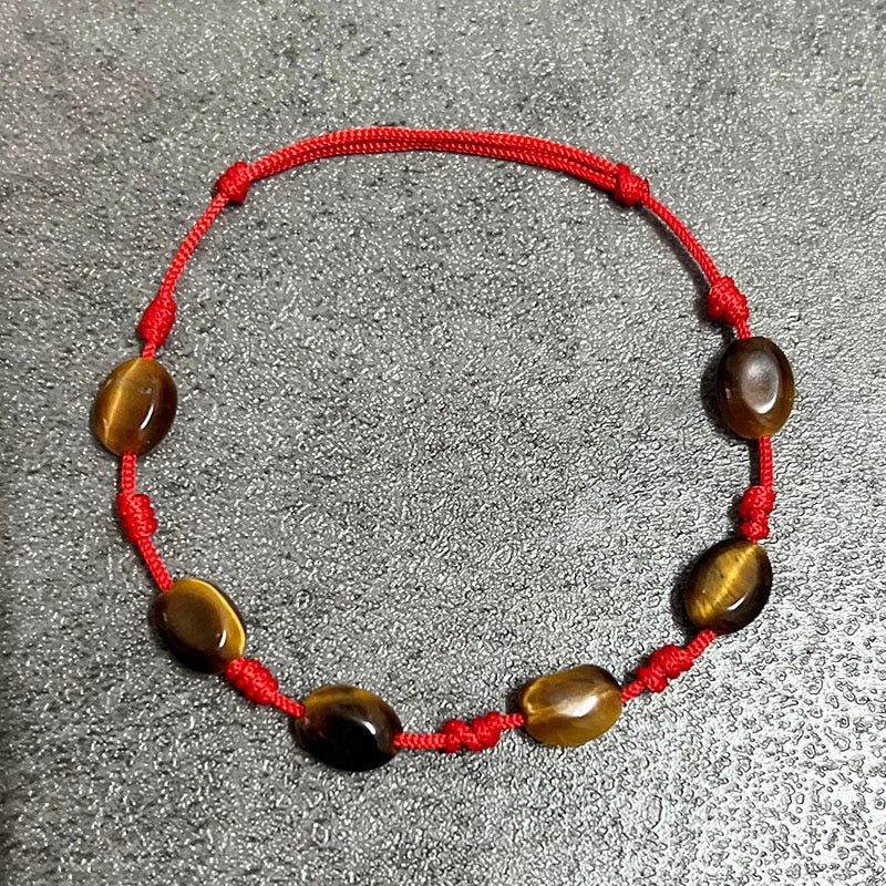 Red Rope & Tiger Eye Stone 'PERSEVERANCE' Bracelet