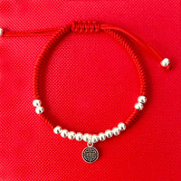 Thumbnail for Red Rope & Silver Lucky Lu Symbol Bracelet