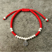 Thumbnail for Red Rope & Silver Lucky Lu Symbol Bracelet